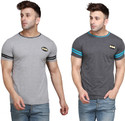 BEYOU FASHION Printed Men Round Neck Silver