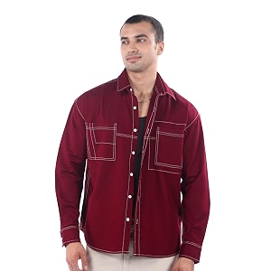 Beyoung Cotton Contrast Stitch Relaxed Fit Shirt