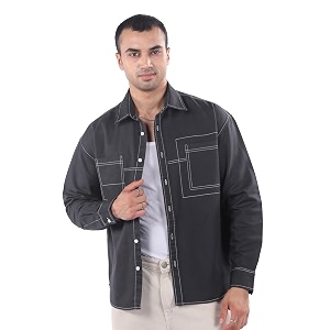 Beyoung Cotton Contrast Stitch Relaxed Fit Shirt