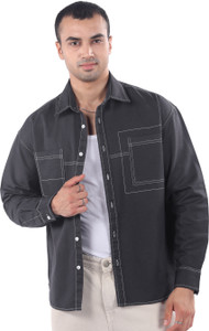 BEYOUNG Men Solid Casual Grey Shirt