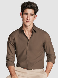BEYOUNG Men Solid Formal Brown Shirt