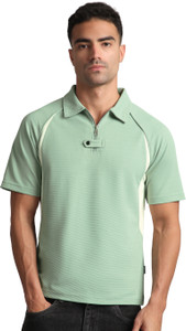 BEYOUNG Solid Men Polo Neck Green T-Shirt