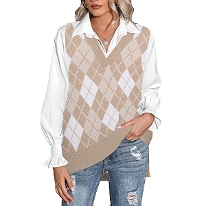 Beyove Sweater Vest Sleeveless Oversized V Neck