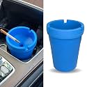 BEYPOVK Car Ashtray with Lid, Smokeless Ashtrays for Car Cup Holder Smell Proof, Automotive Interior Accessories Portable Cigarette Ash Tray for Indoor Home Office Outdoor Car Truck SUV (Blue)