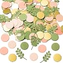 BeYumi 300Pcs Back to School Sage Olive Green Peach Blush Round Scatter Confetti Dots Greenery Eucalyptus Paper Confetti Table Decoration Bridal Wedding Baby Shower Birthday Holiday Party Supplies