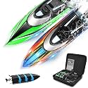 BEZGAR 2 Pack 12 Inch 30 KPH Fast RC Boats with LED Lights & Case