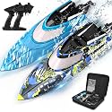 BEZGAR TX2P1,2 Packs 30 KPH RC Boats with Suitcase for Kids