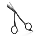 BEZOX Eyebrow Scissors with Comb - Stainless Steel Eyebrow Trimmer for Women and Men, Precision Eye Brow Comb Scissors, Sleek Eyebrows Shaping Grooming Kit - Black