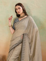BFM Woven Bollywood Linen Saree Beige