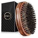 BFWood Boar Bristle Beard Brush - Black Wood Walnut Military Style, Men's Wooden Mustache Brush