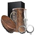 BFWood Mens Beard Brush Comb Kit, Small Travel Beard Set - Natural Boar Bristles With Black Walnut Wood, Grooming Sandalwood Mustache Comb, Mustache Trimming Sissors With Storage Bag