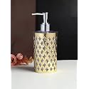BATH GURU BG-SDB 16 Plastic Soap Dispenser for Wash Basin, Diamond Pattern Multi-Purpose Pump Bottle Dispenser for Bathroom and Kitchen Liquids 300 Ml (Gold)
