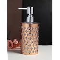 BATH GURU BG-SDB 16 Plastic Soap Dispenser for Wash Basin, Diamond Pattern Multi-Purpose Pump Bottle Dispenser for Bathroom and Kitchen Liquids 300 Ml (Rose Gold)