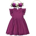 BGFKS Baby Girl Tutu Dress Elegant Lace Pom Pom Flutter Sleeve with Flower Headband Set