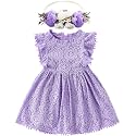 BGFKS Baby Girl Tutu Dress Elegant Lace Pom Pom Flutter Sleeve with Flower Headband Set