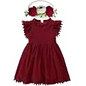 BGFKS Baby Girl Tutu Dress Elegant Lace Pom Pom Flutter Sleeve with Flower Headband Set