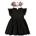 BGFKS Baby Girl Tutu Dress Elegant Lace Pom Pom Flutter Sleeve with Flower Headband Set