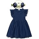 BGFKS Baby Girl Tutu Dress Elegant Lace Pom Pom Flutter Sleeve with Flower Headband Set
