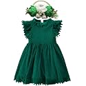 BGFKS Baby Girl Tutu Dress Elegant Lace Pom Pom Flutter Sleeve with Flower Headband Set