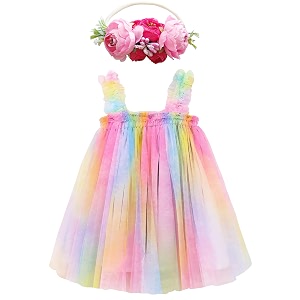 bgfks layered tulle tutu dress for toddler girlsbaby girl rainbow tutu princess skirt set with flower headband