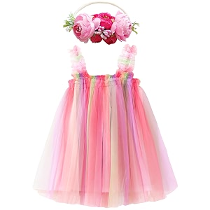 bgfks layered tulle tutu dress for toddler girlsbaby girl rainbow tutu princess skirt set with flower headband