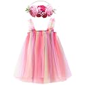 BGFKS Layered Tulle Tutu Dress for Toddler Girls,Baby Girl Rainbow Tutu Princess Skirt Set with Flower Headband.