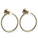 BGL 2-Pack Brushed Gold Towel Rings for Bathroom, 304 Stainless Steel Wall Mount Towel Holder Set, Rustproof Bath &amp; Kitchen Accessories with Modern Matte Finish