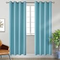 BGment Aqua Blue Room Darkening Curtains 84 Inch for Living Room - 2 Panels