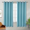 BGment Aqua Blue Room Darkening Curtains 63 Inch for Bedroom - 2 Panels