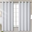 BGment Greyish White Room Darkening Curtains 63 Inch for Bedroom - 2 Panels