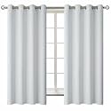 BGment Greyish White Room Darkening Curtains 63 Inch for Bedroom - 2 Panels