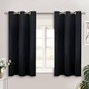 BGment Short Curtains for Small Window 45 Inch Long - Black 2 Panels