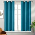 BGment Short Curtains for Small Window 54 Inch Long - Peacock Blue 2 Panels