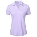BGOWATU Women's Short Sleeve Golf Tennis Polo Shirts V Neck Collared Workout Tops UV Protection Dry Fit