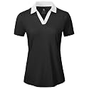 BGOWATU Women's Short Sleeve Golf Tennis Polo Shirts V Neck Collared Workout Tops UV Protection Dry Fit