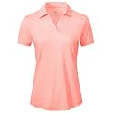 BGOWATU Women's Short Sleeve Golf Tennis Polo Shirts V Neck Collared Workout Tops UV Protection Dry Fit