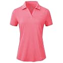BGOWATU Women's Short Sleeve Golf Tennis Polo Shirts V Neck Collared Workout Tops UV Protection Dry Fit