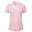 BGOWATU Women's Short Sleeve Golf Tennis Polo Shirts V Neck Collared Workout Tops UV Protection Dry Fit