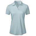 BGOWATU Women's Short Sleeve Golf Tennis Polo Shirts V Neck Collared Workout Tops UV Protection Dry Fit