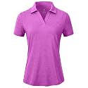 BGOWATU Women's Short Sleeve Golf Tennis Polo Shirts V Neck Collared Workout Tops UV Protection Dry Fit