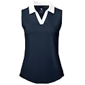 BGOWATU Women's Sleeveless Golf Polo Shirts Collared V Neck Tennis Tank Tops UPF 50+ Quick Dry Lightweight