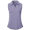 BGOWATU Women's Sleeveless Golf Polo Shirts Collared V Neck Tennis Tank Tops UPF 50+ Quick Dry Lightweight