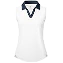 BGOWATU Women's Sleeveless Golf Polo Shirts Collared V Neck Tennis Tank Tops UPF 50+ Quick Dry Lightweight