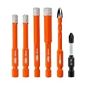 BGTEC Diamond Drill Bit Set 6PCS - 6MM*2+8MM+10MM Tile Bits with 6MM Masonry Drill Bit &amp; PH2 Screwdriver Bit for Porcelain Tile Marble Granite Concrete Wood Masonry