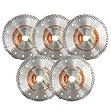 BGTEC Diamond Tile Blade,5pcs 7” Super Thin Turbo Rim Concrete Porcelain Saw Blade with 7/8" Arbor for Cutting Porcelain Tile Ceramic Granite Marble Hard Material Cutting Disc