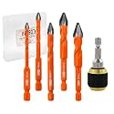 BGTEC High Hardness Skewed Head Eccentric Drill Bits Set-5pcs 5/6/8/10/12mm Carbide-Tipped Drill bit with 1pc Drill Chuck Adapter for Wood Plastic Masonry Ceramic Tile Glass Concrete Marble Brick