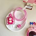 Cable Protector with 3D Cute Pattern for iPhone Charger only 18W &amp; 20W, Data Line Wire Saver Charging Cable Charger Protective Cable,Full Protection Cover (Pink-Bear)