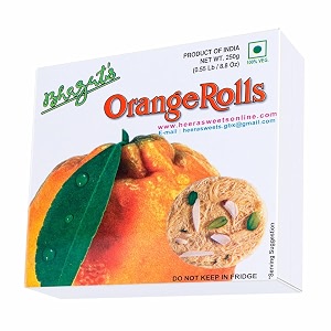 bhagat39s heera sweet original delicious son roll with almonds and pistachio garnished  soft flaky sweets mithai box  preservatives free premium gift for traditional indian celebrations 250 gram orange flavoured son roll