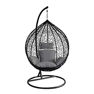 rattan furniture hammock single seater swing chair with stand amp cushion hammock hanging jhula for indoor outdoor balconyhome patio yard balcony garden
