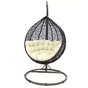 rattan furniture hammock swing for balcony hanging chair with stand indoor amp outdoor jhula heavy strong 150 kg capacity 1 person included cushion brown